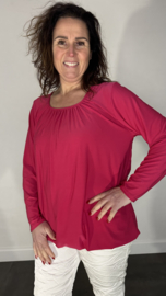 Ballon shirt travel met elastiek fuchsia (donker)