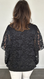 Blouse met boord KANT zwart