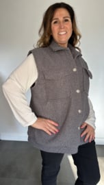 Teddy bodywarmer met knopen grijs