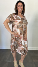 Stretch jurk Gold paisley roze