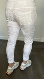 Joggjeans paisley geborduurd wit