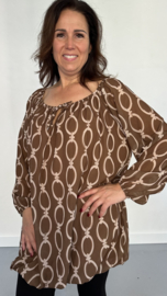 Lange ballon blouse chain cognac +SIZE