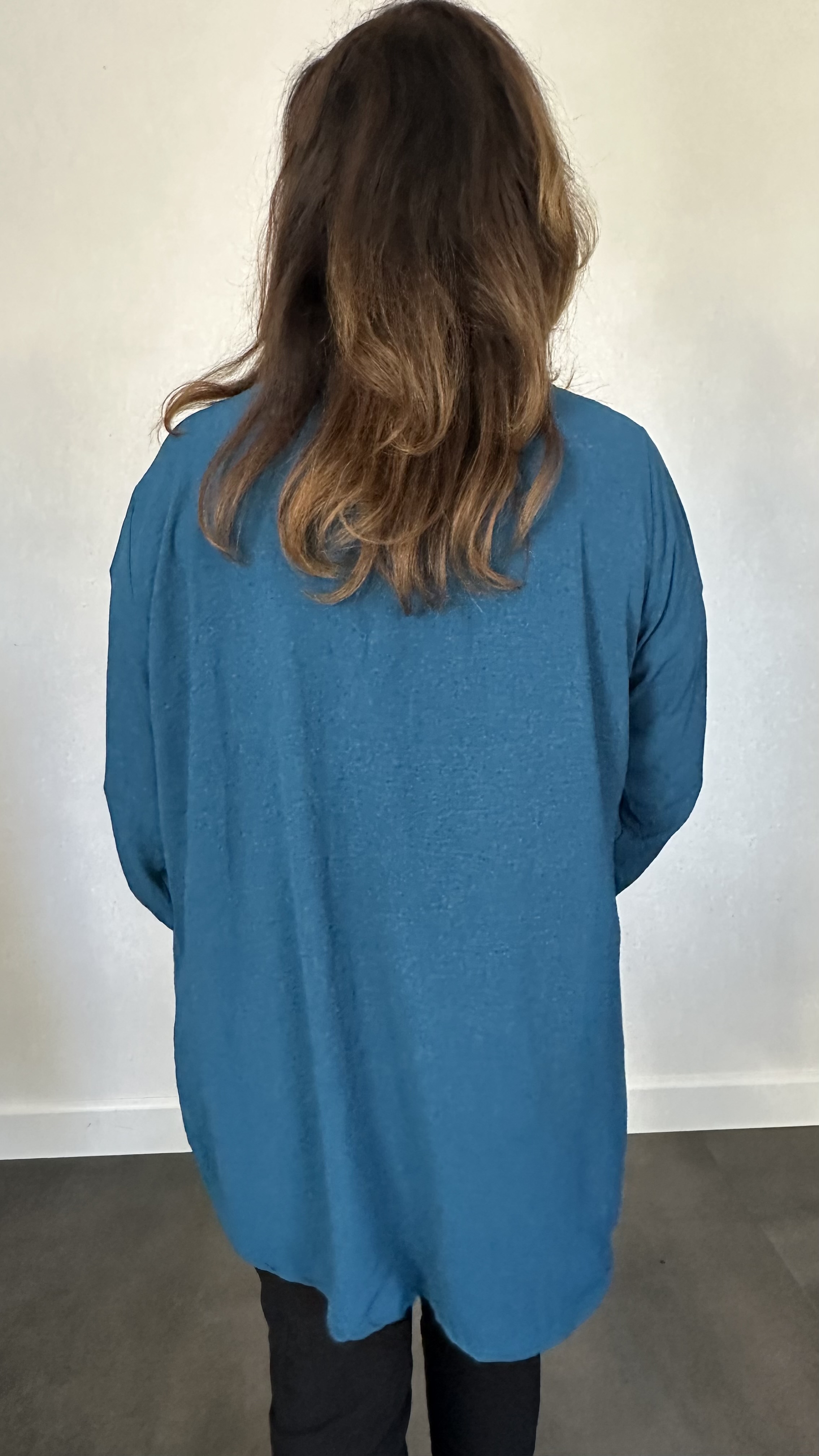 Crepe vest met sjaalkraag Petrol