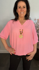 Top Maya korte mouw +SIZE pink