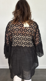 Blouse met kant Conny zwart +SIZE