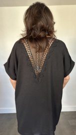 Shirt Lieke met kant +SIZE zwart