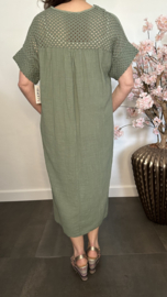 Linnenlook jurk met gehaakt kant Army