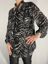 Blouse met strik New tijger zwart