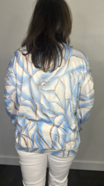 Soft shirt met gesmokte mouwen Brenda ijsblauw