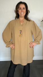 Tuniek Maya lange mouw +SIZE camel