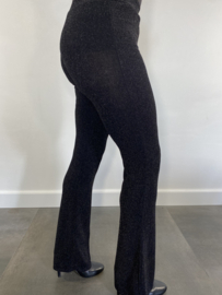 Flared stretch broek glitter zwart