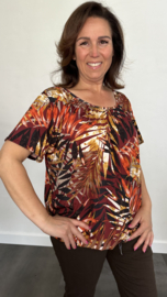 Ballon shirt met elastiek autumn palm stone (+size)