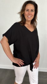 Top met gehaakt detail op de rug zwart