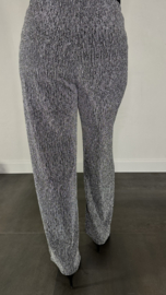 Broek met strik en wijde pijpen sparkle lines zilver