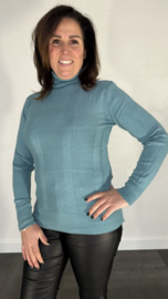 Gebreide coltrui met kabel zeegroen SALE