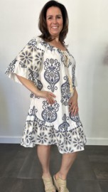 Jurk Bianca lily/flower marine +SIZE
