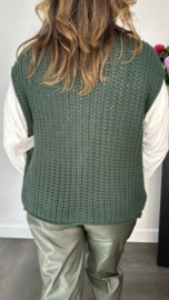 Mouwloos vest met knopen groen