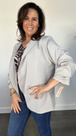 Blazer Marjan met gesmokte mouw licht grijs