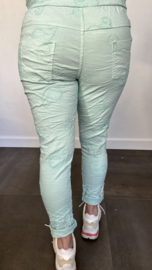 Joggjeans paisley geborduurd mint