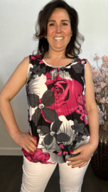 Ballon top Gebloemd fuchsia