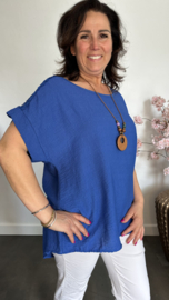Shirt Nora kant +ketting Kobalt