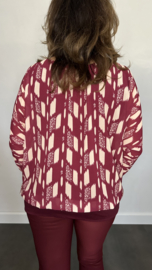 Blouse met boord tracks bordeaux