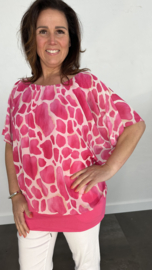 Blouse met boord giraffe fuchsia