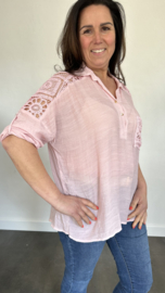 Blouse met kant Steffie roze