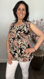 Ballon top old leaves zwart