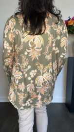 Soft shirt met v-hals en pofmouw Tess army