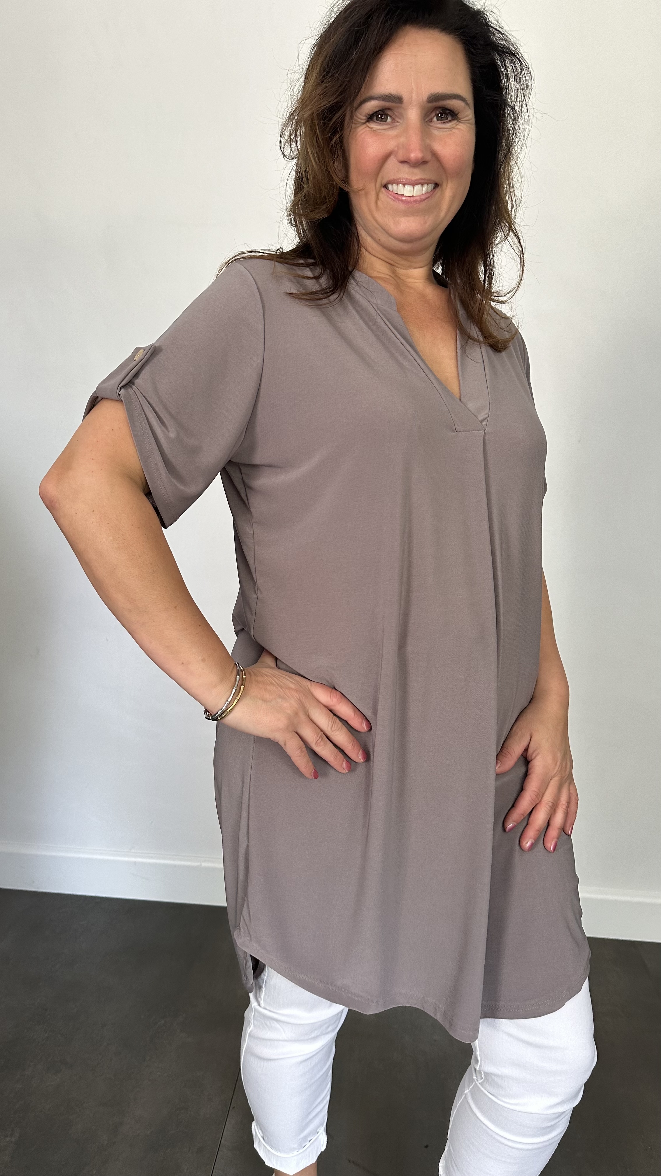 Tuniek liz korte mouw taupe