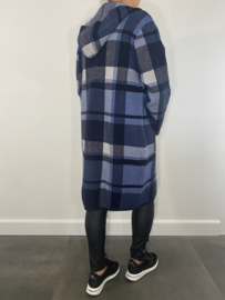 Geruit vest met capuchon blauw