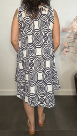 Linnenlook jurk Lenny-Cirkels wit