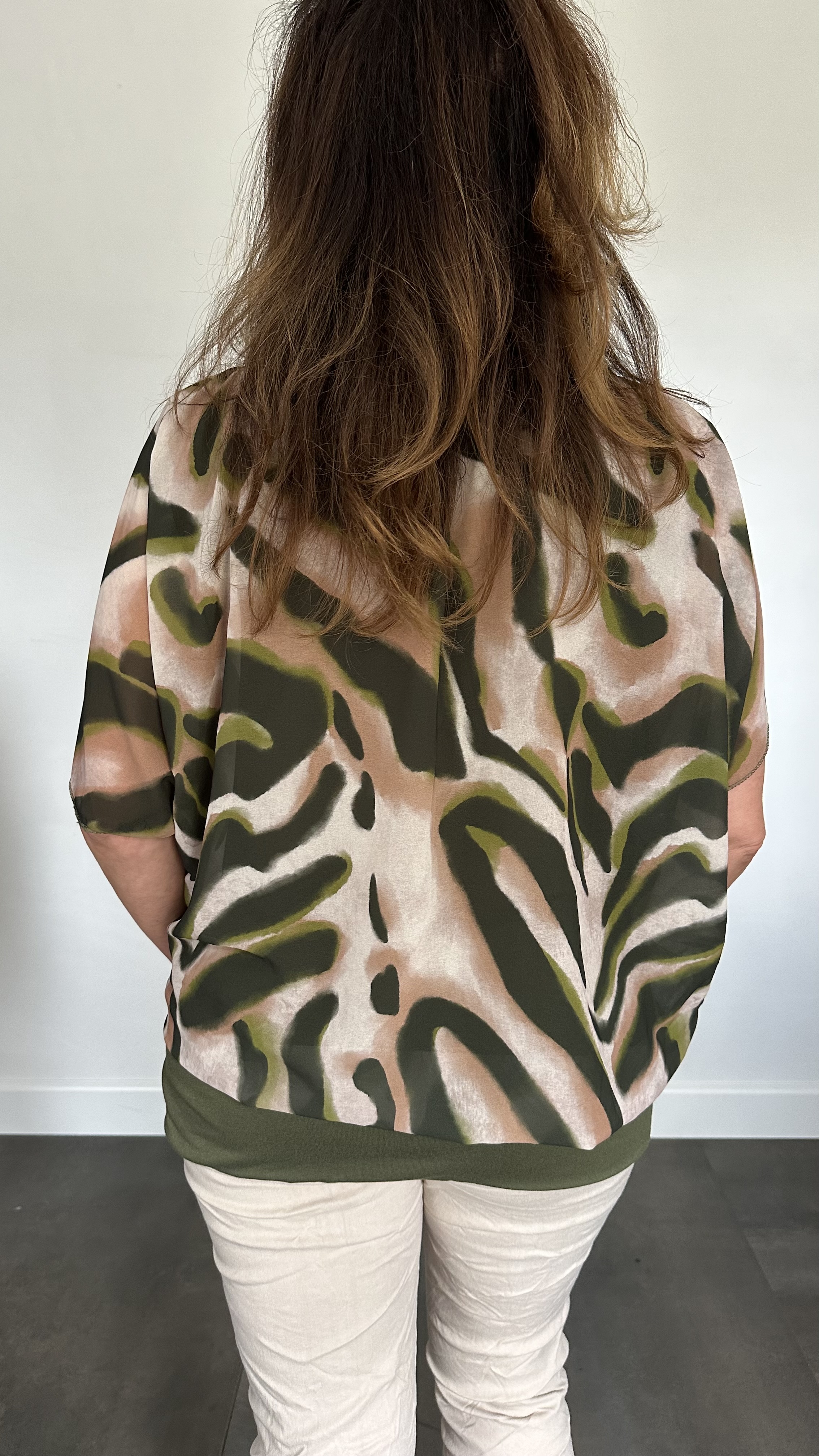 Blouse met boord lava army