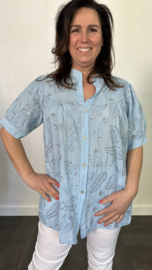 Blouse Isabella bling ijsblauw +SIZE