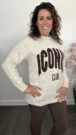 Gebreide trui Iconic Bruin/Ecru/Botergeel