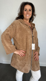 Baby rib vest met rits & capuchon +Size camel