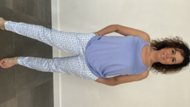 Top met gekruiste lurex bandjes ijsblauw