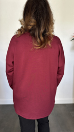 Sweater glitter gymp wijnrood