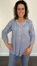 Blouse met kant Dana jeans blauw