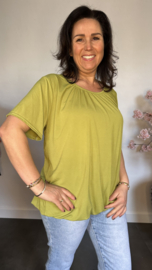 Ballon shirt travel met elastiek avocado