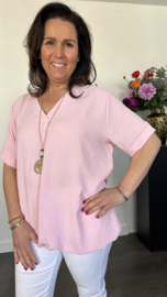 Top Maya korte mouw +SIZE roze