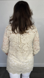 Kanten blouse Kyra 2-delig zand