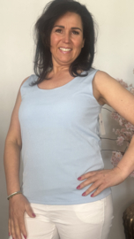 Hemd met brede schouderband ribbel IJsblauw