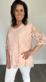 Kanten blouse Ilse +SIZE roze