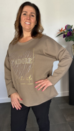 Sweater glitter j'adore taupe