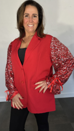 Blazer met pailletten + SIZE rood SALE