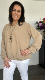 Top Maya lange mouw +SIZE camel
