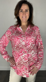 Stretch blouse travel zebra fuchsia