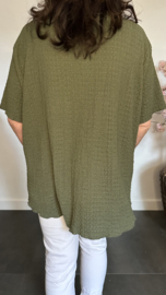 Crinkle shirt met sjaaltje Army